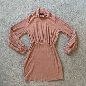 PrettyLittleThing Camel Long Sleeve Dress